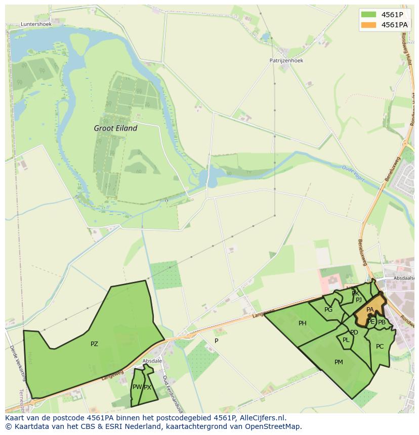 Afbeelding van het postcodegebied 4561 PA op de kaart.