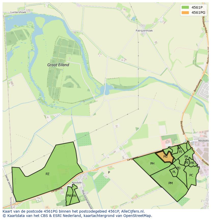 Afbeelding van het postcodegebied 4561 PG op de kaart.