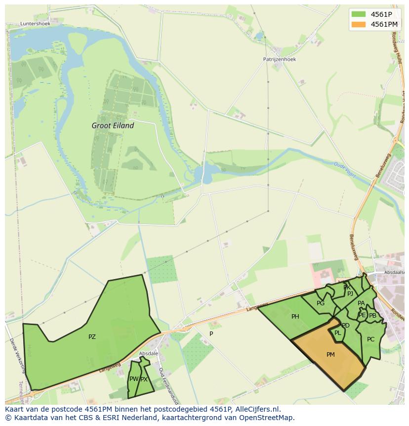 Afbeelding van het postcodegebied 4561 PM op de kaart.