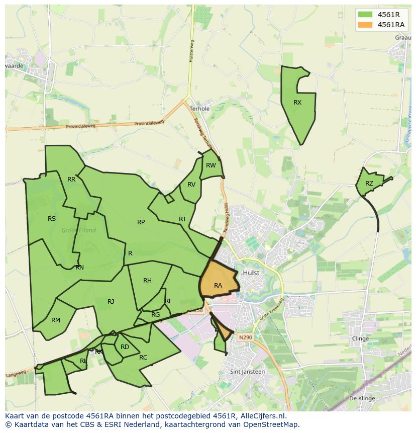 Afbeelding van het postcodegebied 4561 RA op de kaart.