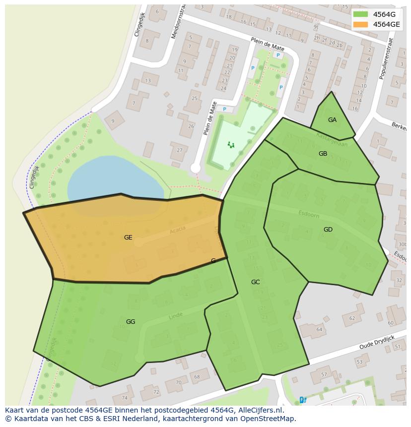 Afbeelding van het postcodegebied 4564 GE op de kaart.