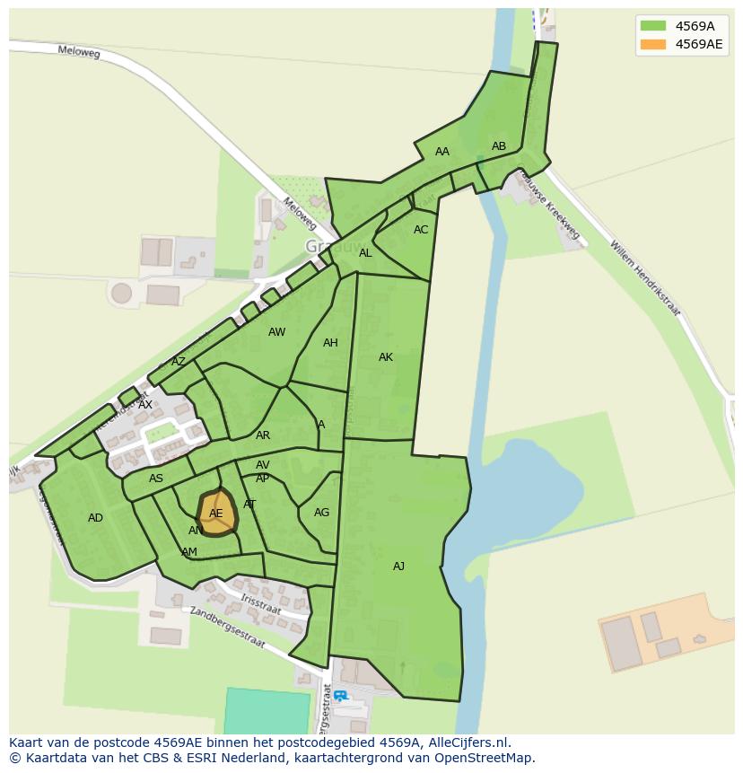 Afbeelding van het postcodegebied 4569 AE op de kaart.