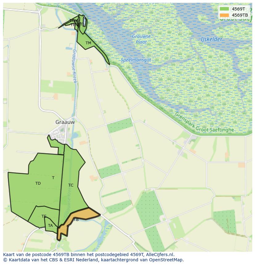 Afbeelding van het postcodegebied 4569 TB op de kaart.