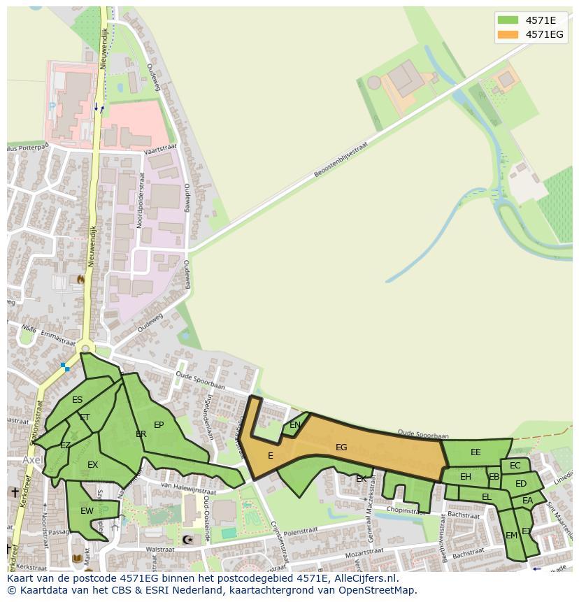 Afbeelding van het postcodegebied 4571 EG op de kaart.