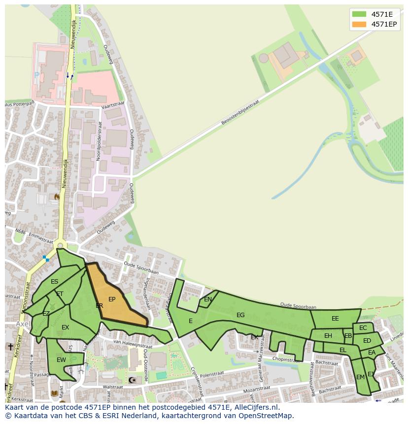 Afbeelding van het postcodegebied 4571 EP op de kaart.