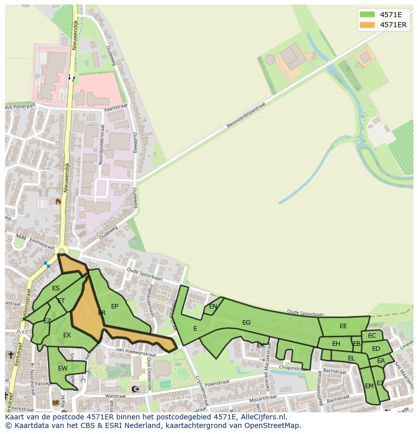 Afbeelding van het postcodegebied 4571 ER op de kaart.