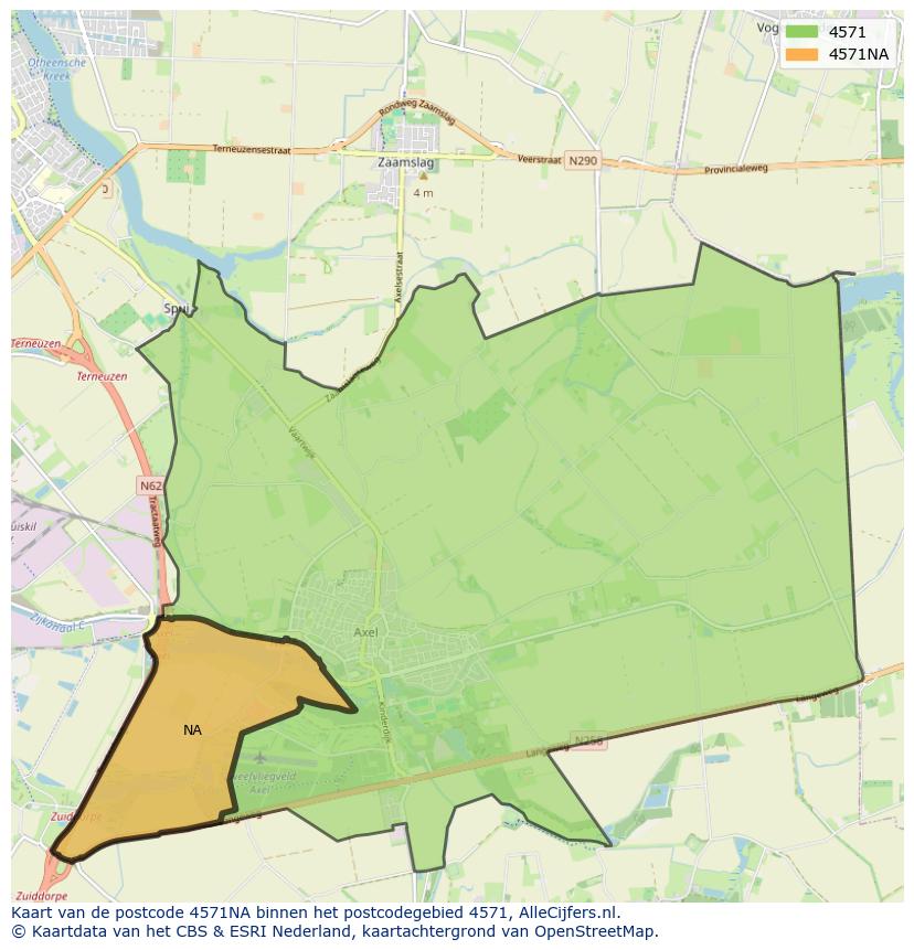 Afbeelding van het postcodegebied 4571 NA op de kaart.