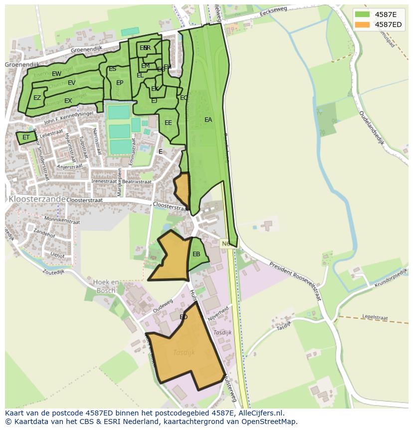Afbeelding van het postcodegebied 4587 ED op de kaart.
