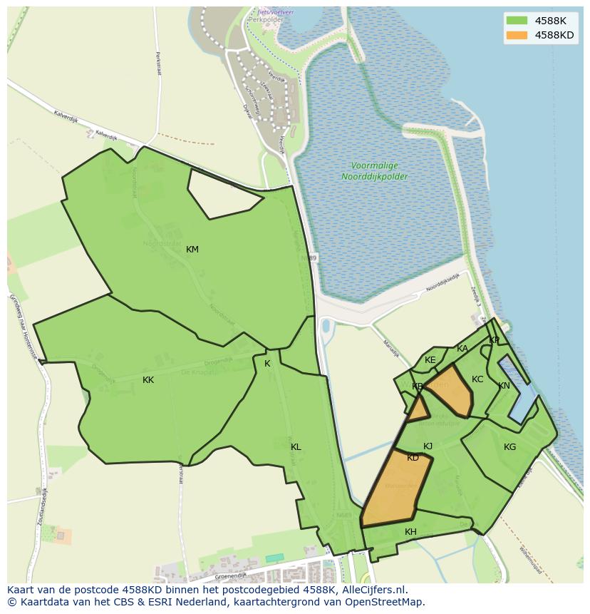 Afbeelding van het postcodegebied 4588 KD op de kaart.