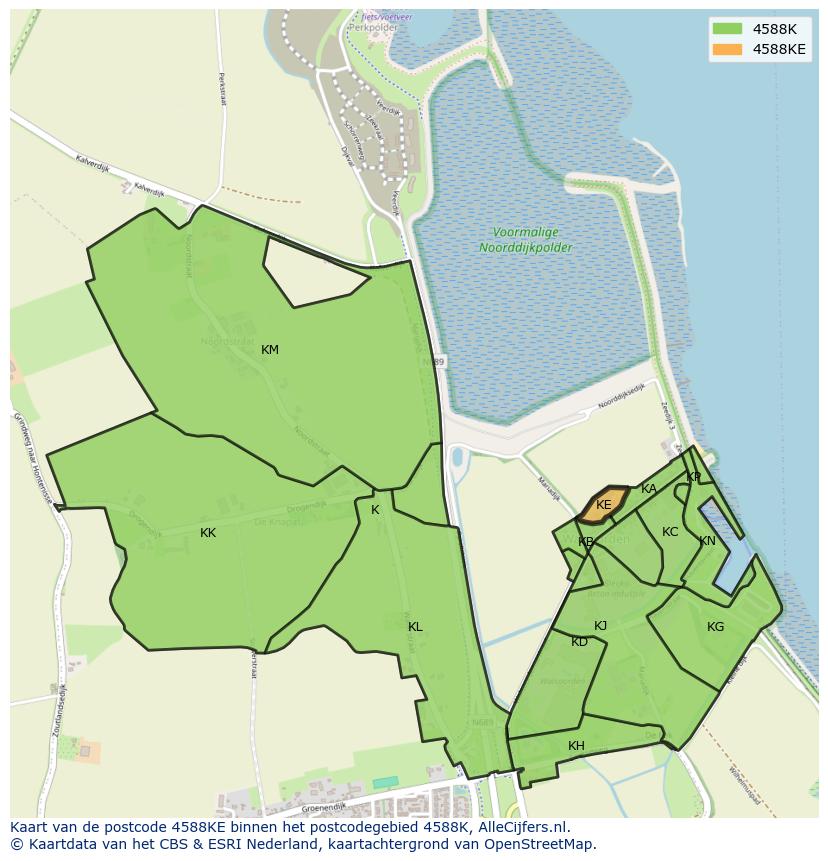 Afbeelding van het postcodegebied 4588 KE op de kaart.