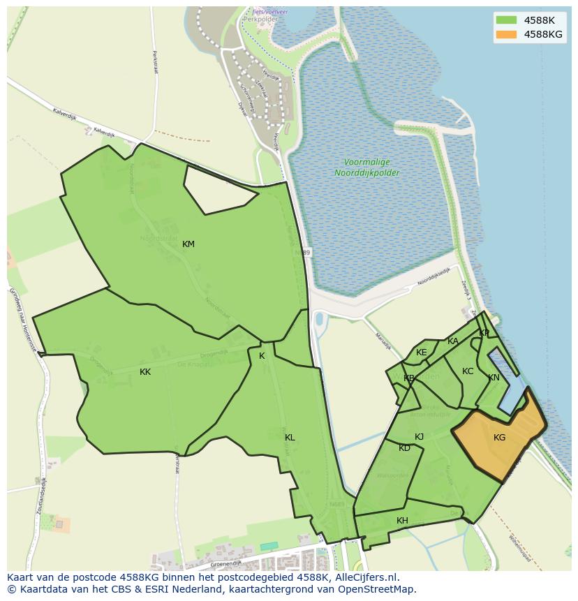Afbeelding van het postcodegebied 4588 KG op de kaart.