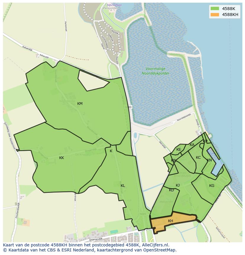 Afbeelding van het postcodegebied 4588 KH op de kaart.
