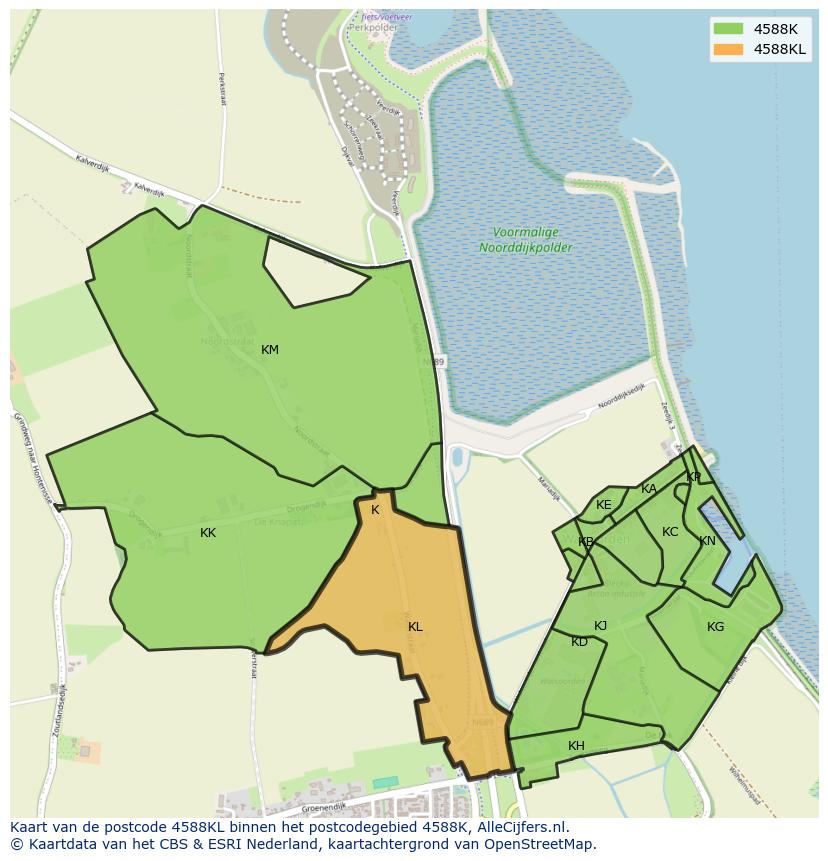 Afbeelding van het postcodegebied 4588 KL op de kaart.