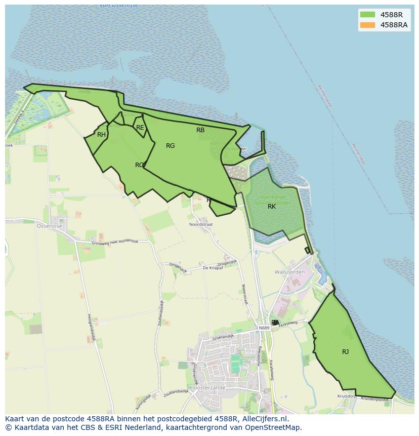 Afbeelding van het postcodegebied 4588 RA op de kaart.