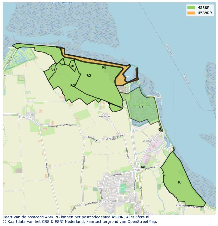 Afbeelding van het postcodegebied 4588 RB op de kaart.