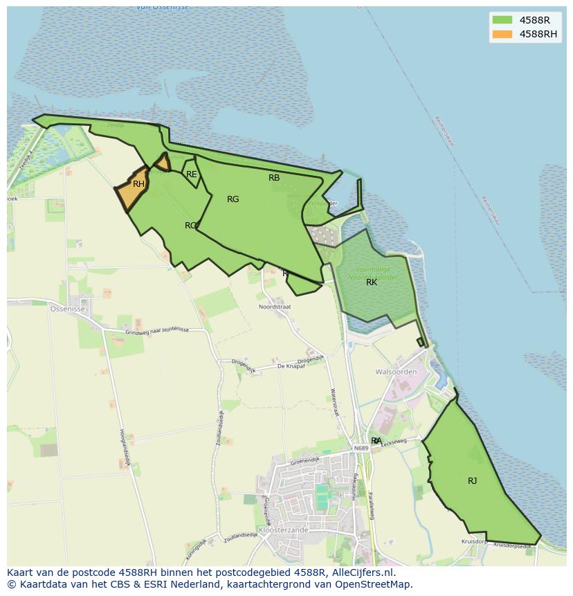 Afbeelding van het postcodegebied 4588 RH op de kaart.