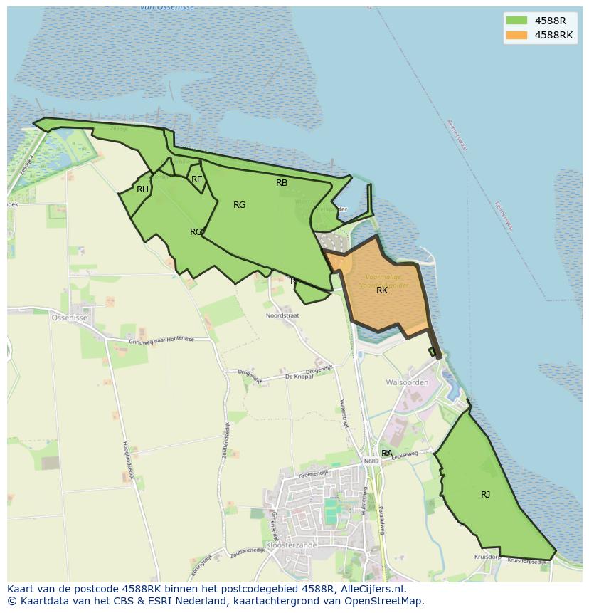 Afbeelding van het postcodegebied 4588 RK op de kaart.