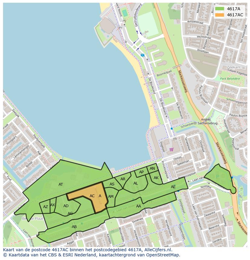 Afbeelding van het postcodegebied 4617 AC op de kaart.