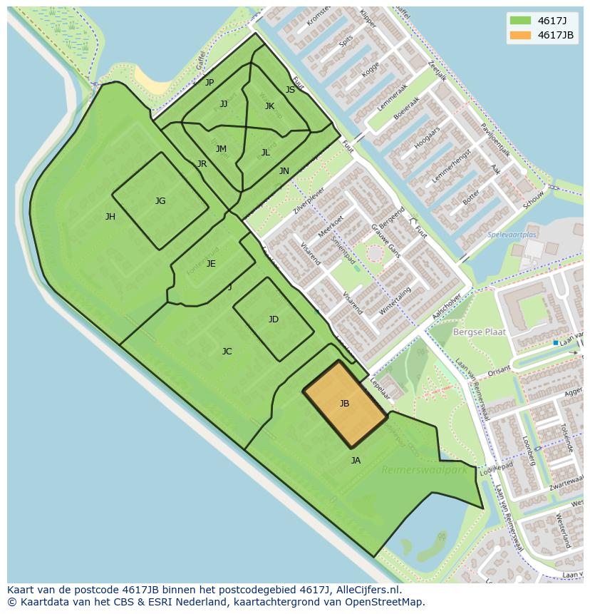 Afbeelding van het postcodegebied 4617 JB op de kaart.