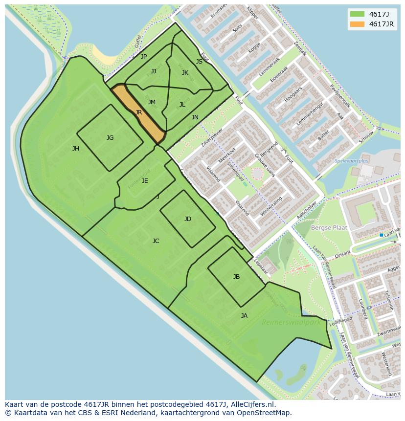 Afbeelding van het postcodegebied 4617 JR op de kaart.