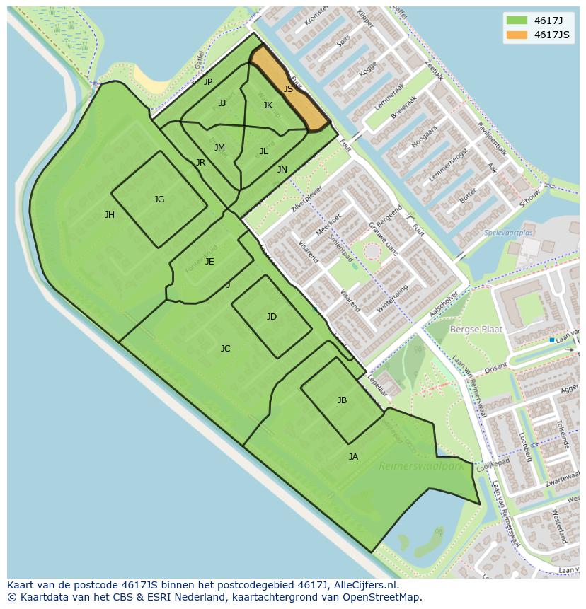 Afbeelding van het postcodegebied 4617 JS op de kaart.