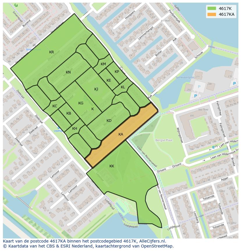 Afbeelding van het postcodegebied 4617 KA op de kaart.