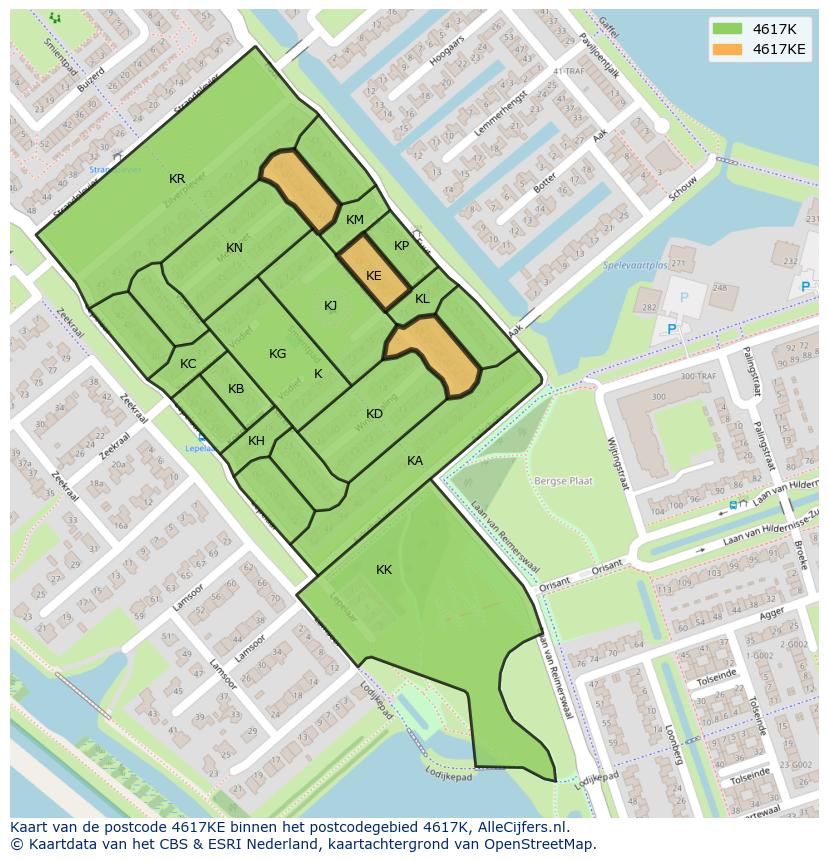 Afbeelding van het postcodegebied 4617 KE op de kaart.