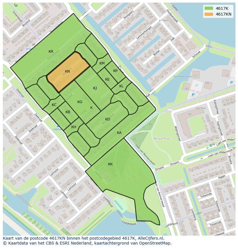 Afbeelding van het postcodegebied 4617 KN op de kaart.