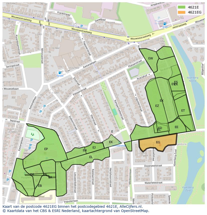 Afbeelding van het postcodegebied 4621 EG op de kaart.