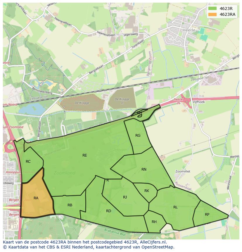 Afbeelding van het postcodegebied 4623 RA op de kaart.