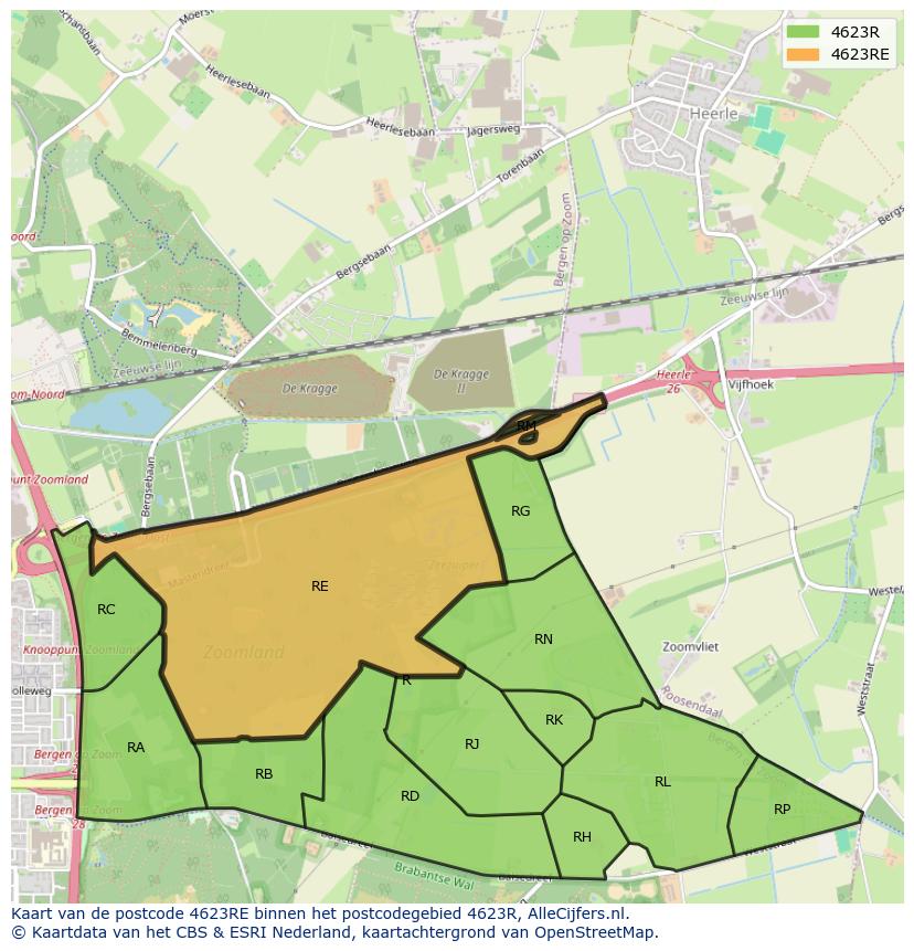 Afbeelding van het postcodegebied 4623 RE op de kaart.