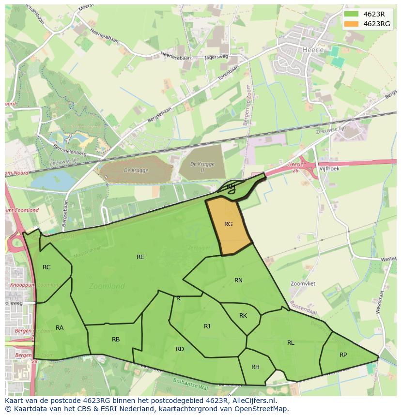 Afbeelding van het postcodegebied 4623 RG op de kaart.