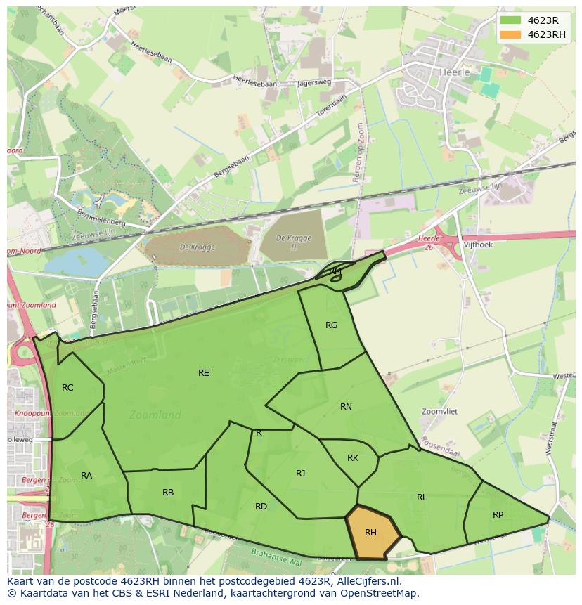 Afbeelding van het postcodegebied 4623 RH op de kaart.