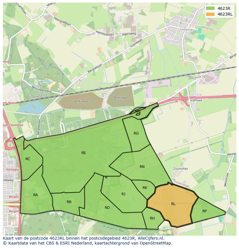 Afbeelding van het postcodegebied 4623 RL op de kaart.