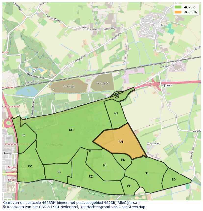 Afbeelding van het postcodegebied 4623 RN op de kaart.