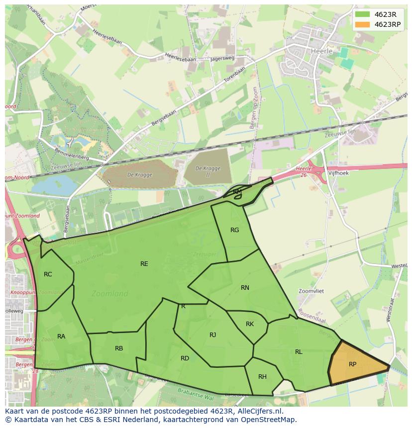 Afbeelding van het postcodegebied 4623 RP op de kaart.