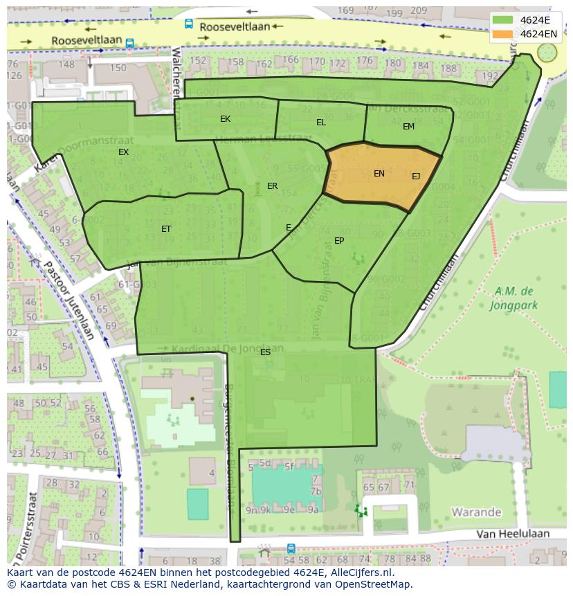 Afbeelding van het postcodegebied 4624 EN op de kaart.