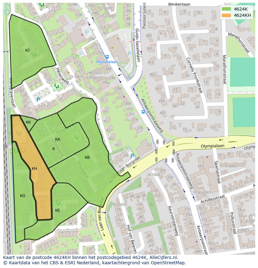 Afbeelding van het postcodegebied 4624 KH op de kaart.