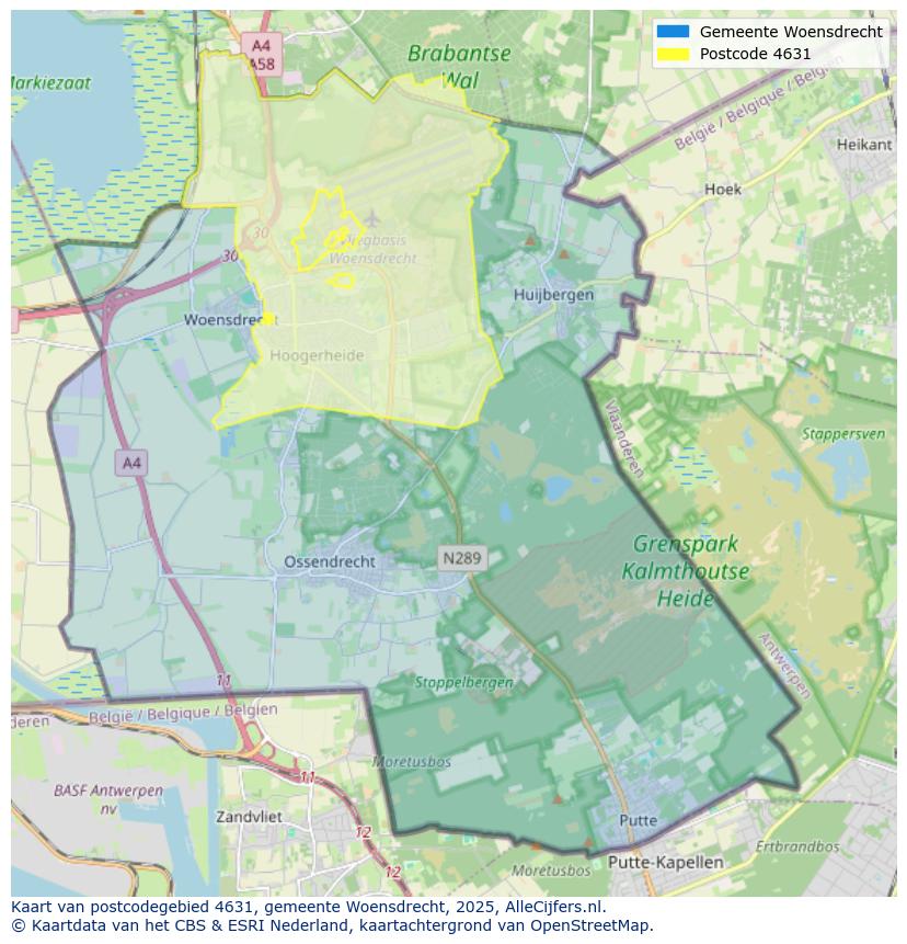 Afbeelding van het postcodegebied 4631 op de kaart.
