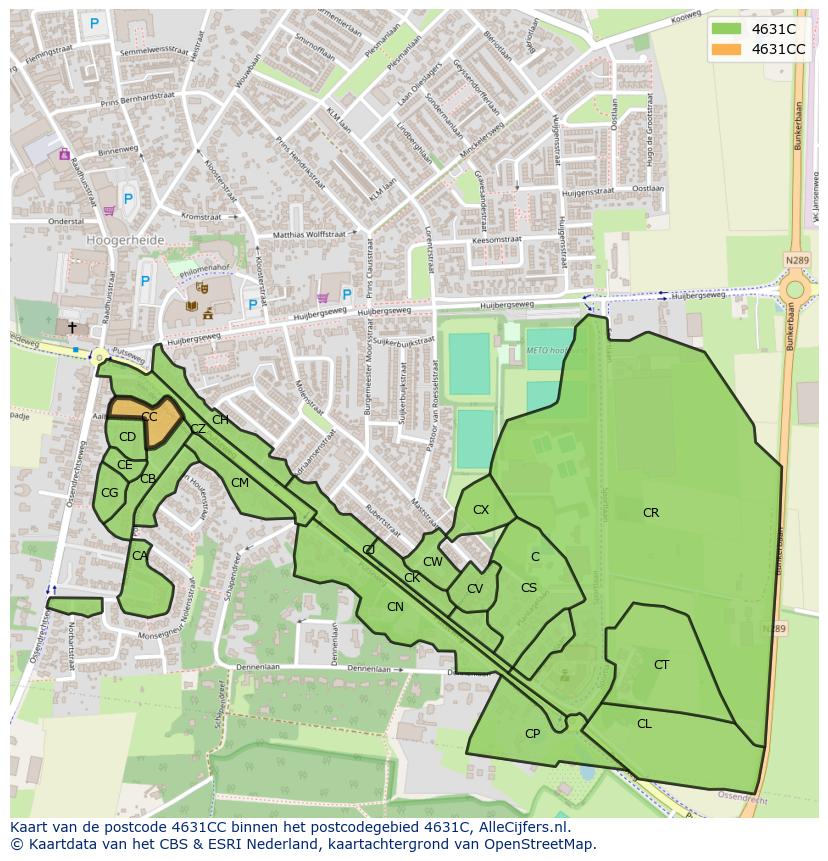 Afbeelding van het postcodegebied 4631 CC op de kaart.