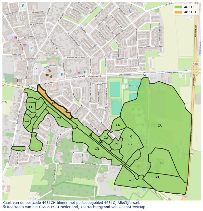 Afbeelding van het postcodegebied 4631 CH op de kaart.