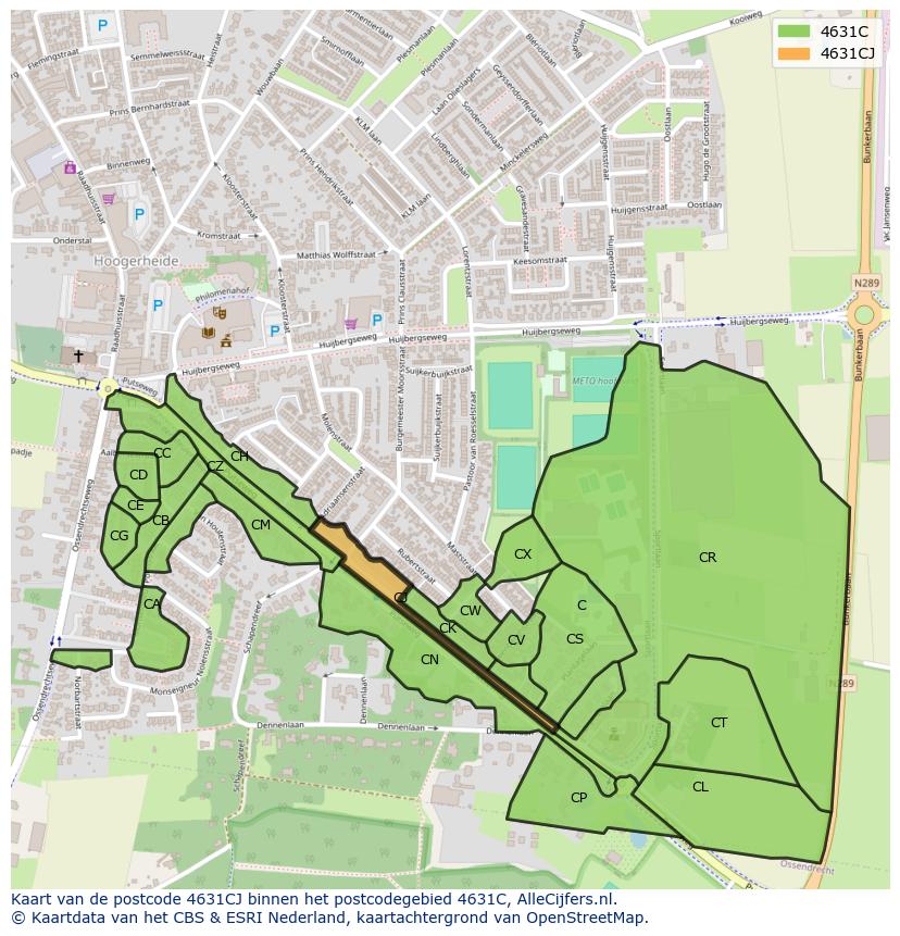Afbeelding van het postcodegebied 4631 CJ op de kaart.