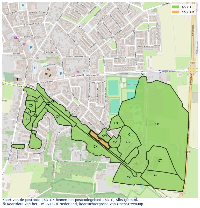Afbeelding van het postcodegebied 4631 CK op de kaart.