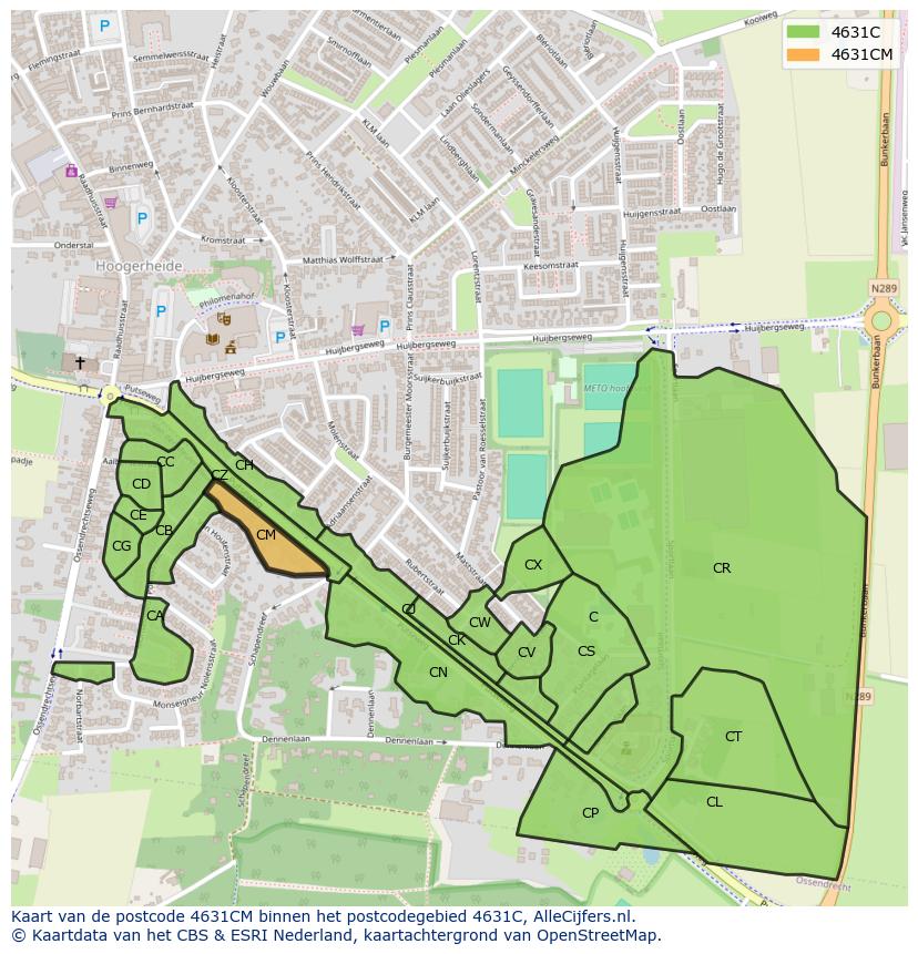 Afbeelding van het postcodegebied 4631 CM op de kaart.
