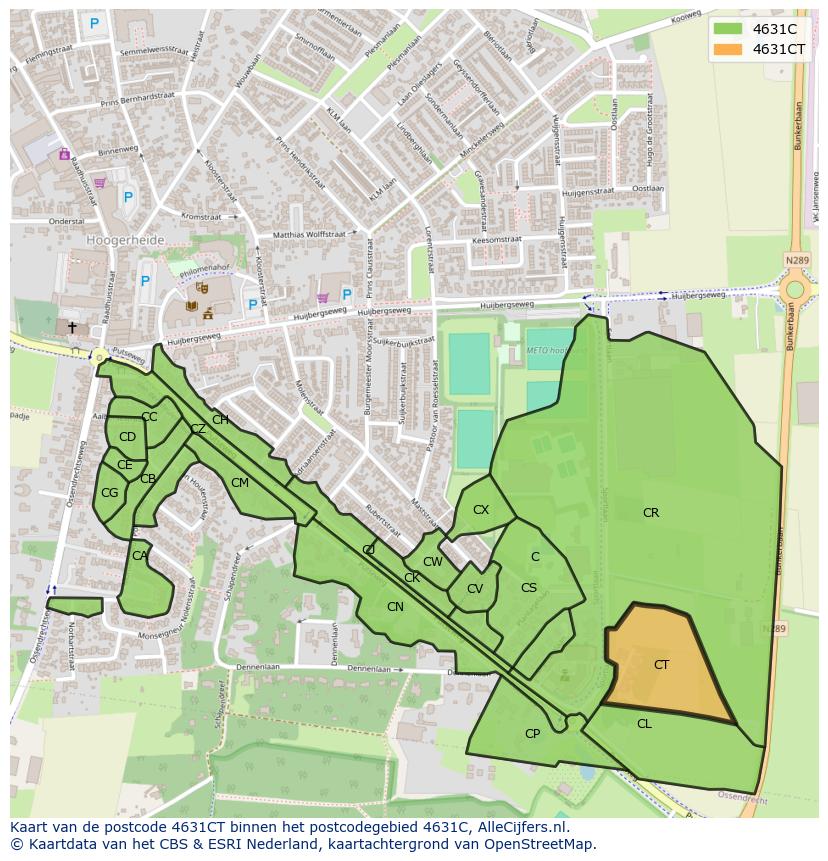 Afbeelding van het postcodegebied 4631 CT op de kaart.