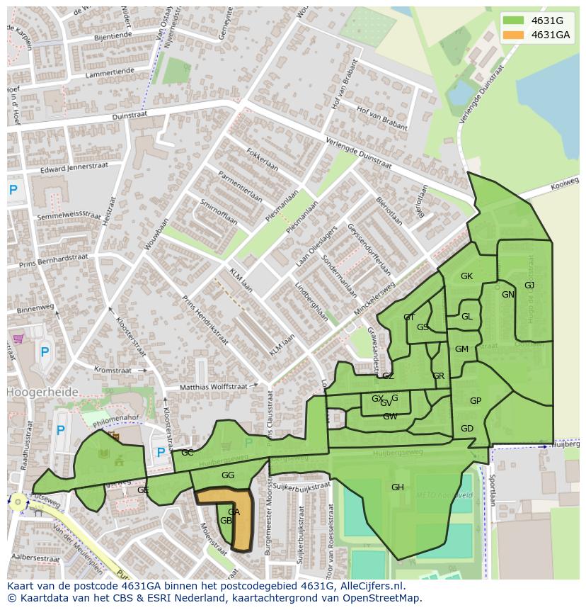 Afbeelding van het postcodegebied 4631 GA op de kaart.