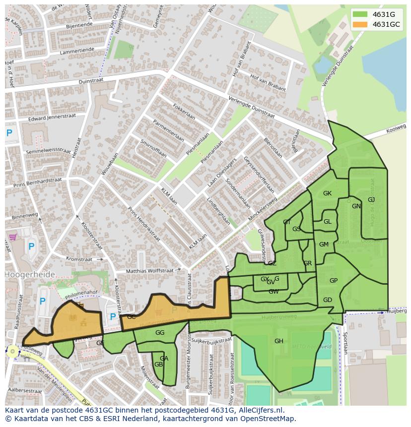 Afbeelding van het postcodegebied 4631 GC op de kaart.