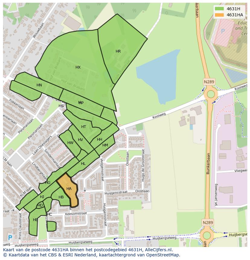 Afbeelding van het postcodegebied 4631 HA op de kaart.