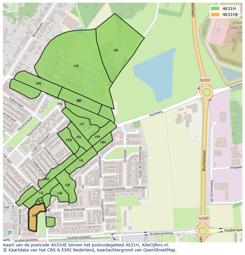 Afbeelding van het postcodegebied 4631 HE op de kaart.