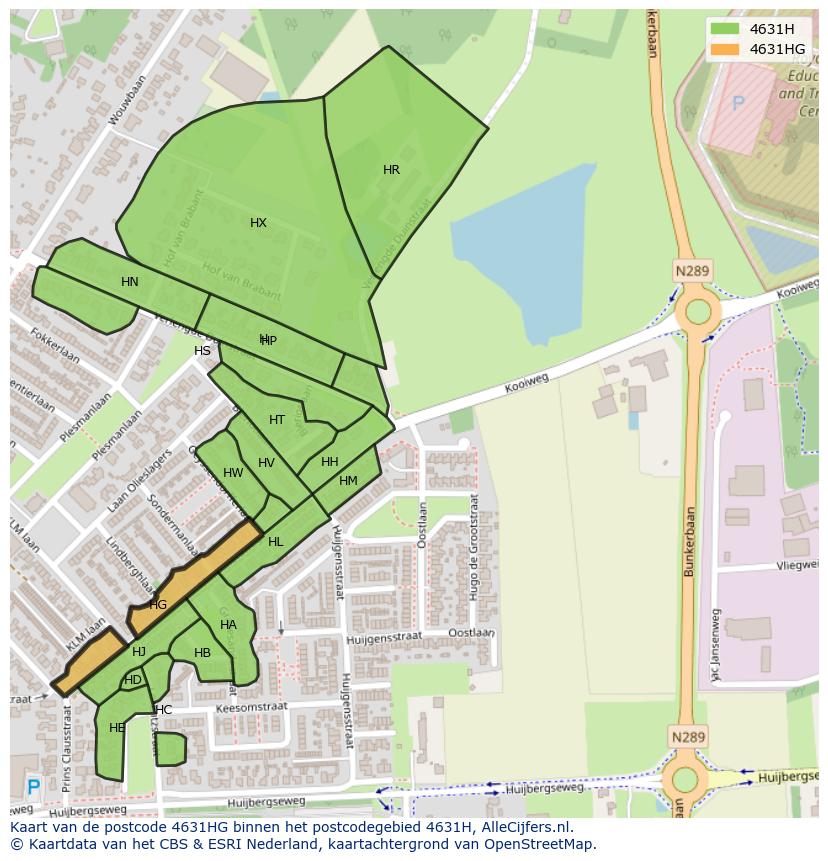 Afbeelding van het postcodegebied 4631 HG op de kaart.